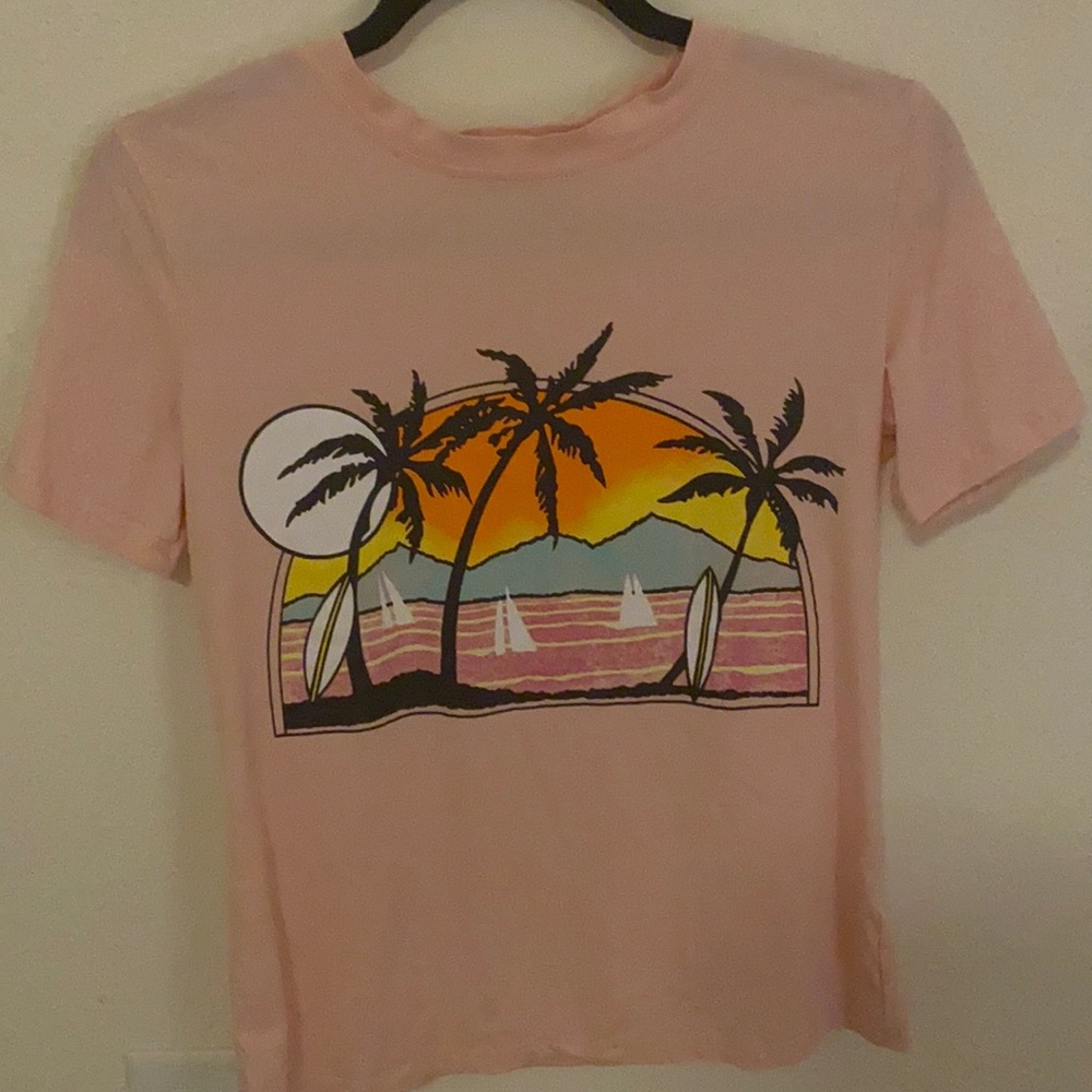 SHEIN Girls Pink Sunset T-Shirt
